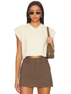 Free People Easy Street Sleeveless V Neck Cropped Knit Top - Small